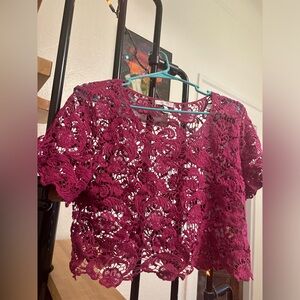 dELiA*s 100% Cotton Crochet Lace Crop Top in Berry/ Magenta